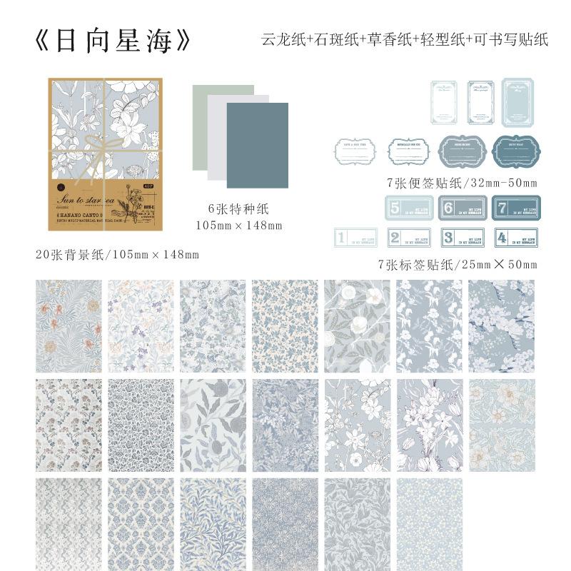 

40 pcs Sticker+material paper Set Planner handmade DIY Scrapbooking Diary Album Junk Journal Supplies
