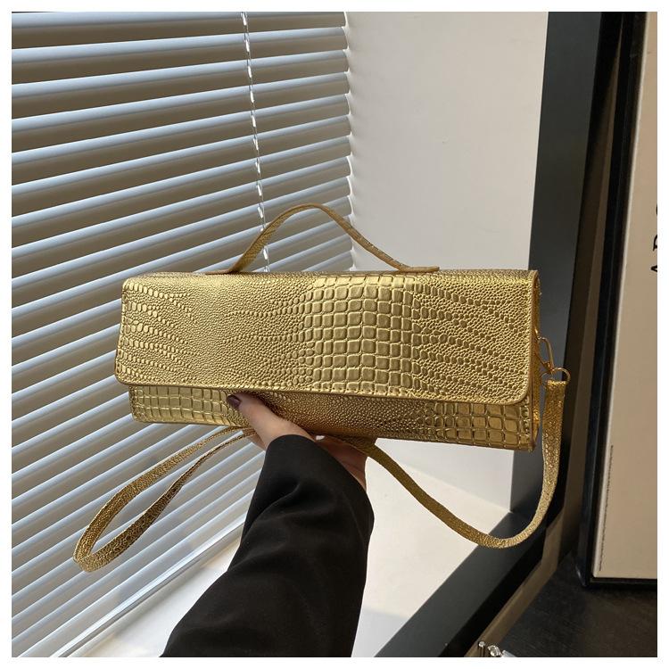 

Популярная в этом году сумка подмышку - это модная, простая и фактурная маленькая сумка для通勤 для женщин, новая летняя маленькая квадратная сумка через плечо 2025 года золотой