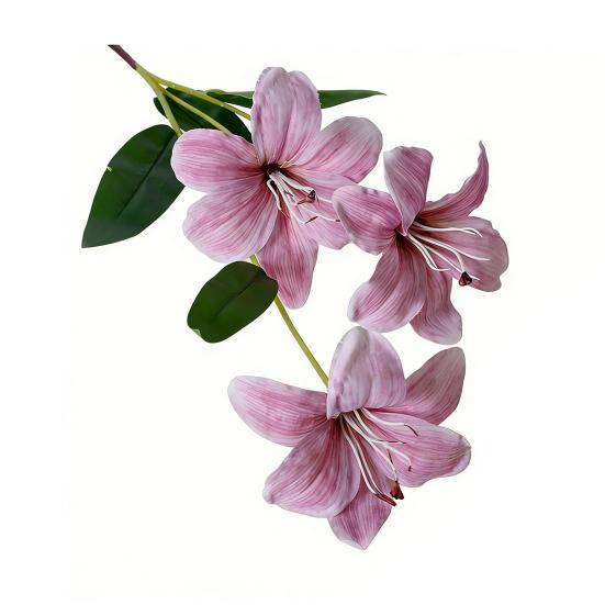 Artificial Lily Flower with 3 Heads Full Blooms Real Touch Fake Lily Flower