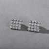 New High-End Geometric Square Full Of Zircon Tide S925 Silver Needle Earrings Retro Hong Kong Style Fashion Ol Earrings