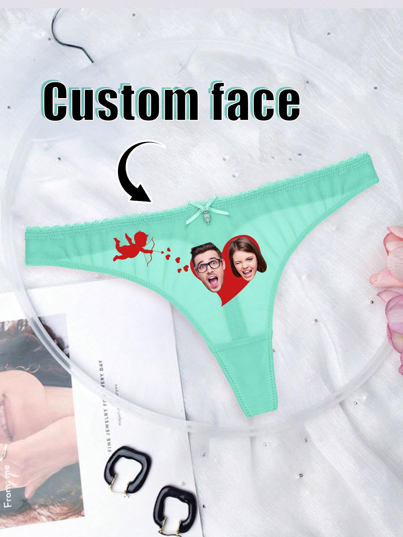 

Женские сексуальные трусики с индивидуальным фото и рисунком в виде сердца, удобные трусики с низкой талией XL зелёный