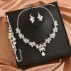 Bridal Wedding Dress Evening Dress Necklace Earrings Bracelet Three-Piece Set With Jewelry Collarbone Chain Women'S Jewelry Set