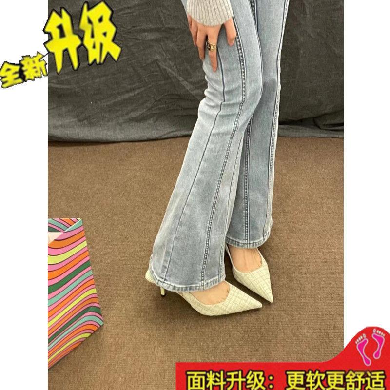 

Spring and summer new thin heels pointed high heels sandals femininity single shoes bag head cool slippers tide 43