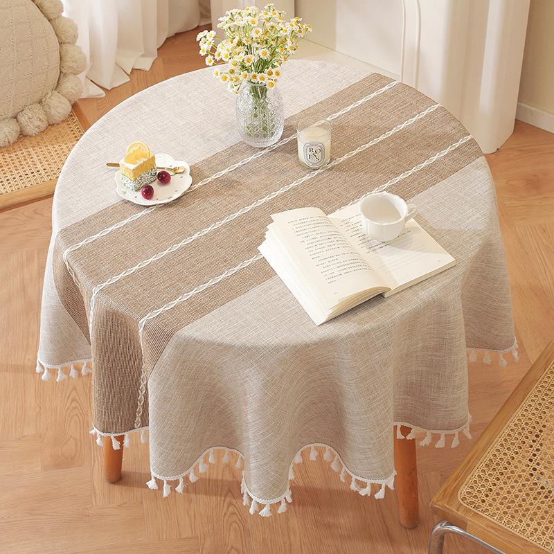 

Tablecloth Nordic Ins Cotton And Linen Dining Table Cloth Round Square Small Book Table Mat Fringed Jacquard Tablecloth Ins Wind 90*90cm