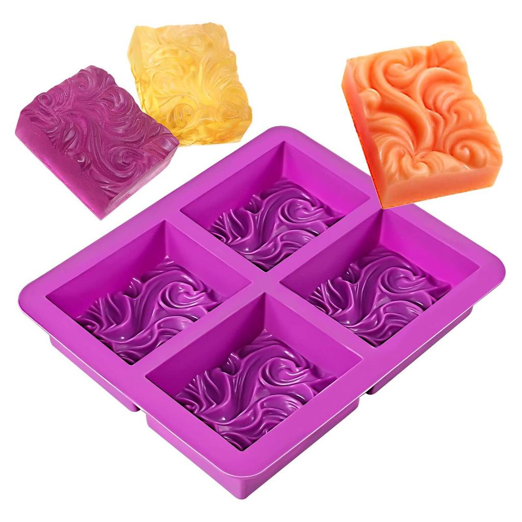 4-cavity Wavy Flower Silicone Handmade Soap Mold Cake Mold DIY Aromatherapy Plaster Mold Essential Oil Soap Mold