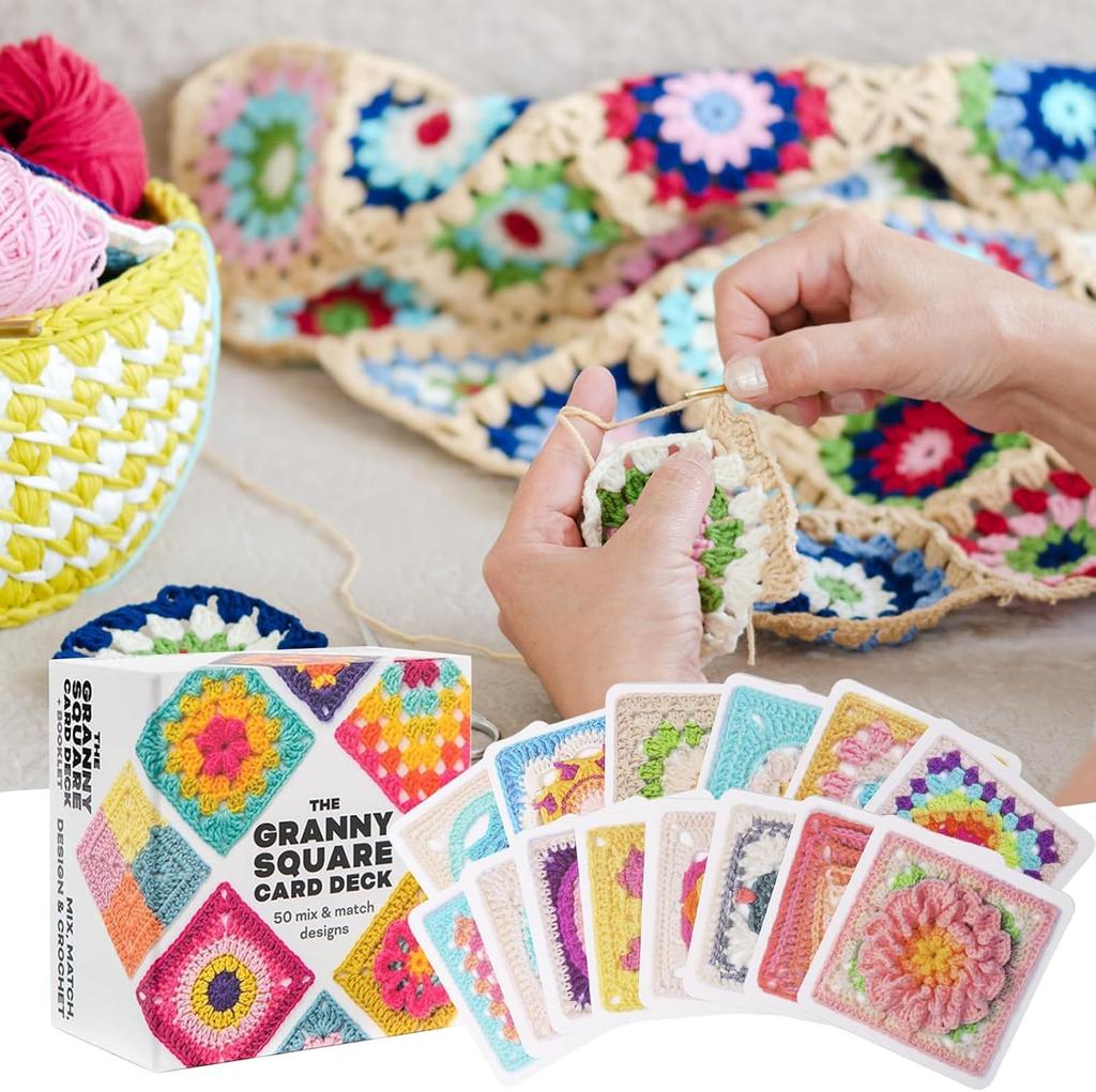 Koundeneko Crochet Pattern Granny Square Card Crochet Craft DIY Guide for and 50 Mixed Crochet Patterns Not Deck, 50-Piece Set, Book, Kit, Beginners,