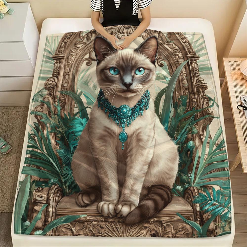 Gem Cat Print Flanelldecke, Hohe Qualität, Bequem für alle Jahreszeiten, Heimdekoration, Wärme und Komfort