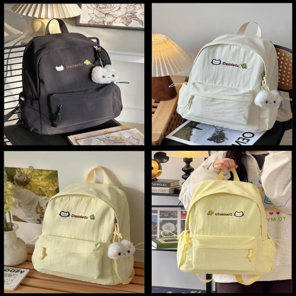 Soft Girl Cat Cartoon Backpack With Nylon Material For School Use