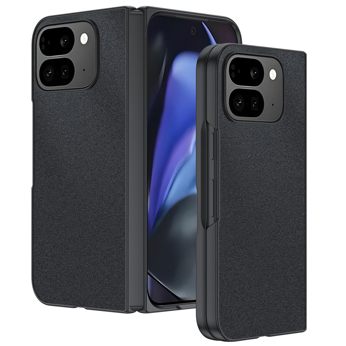 

For Google Pixel 10 Pro Fold Case PU Leather Coated PC Anti-Drop Folding Phone Cover Black