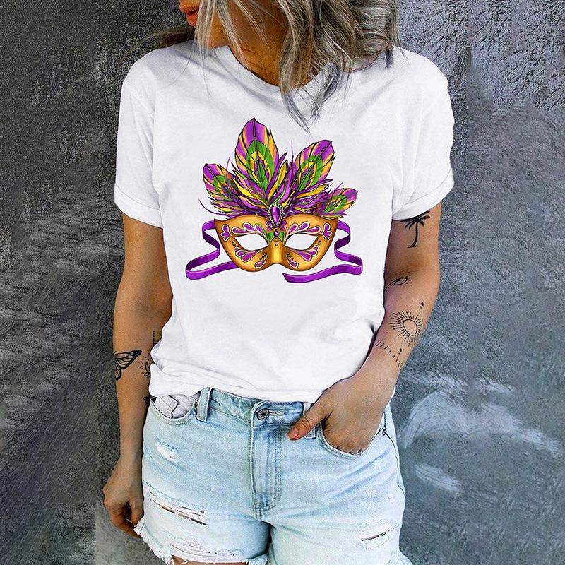Summer Round Neck 3D Simple Print Top Fashionable Casual Short Sleeved Women's T-shirts