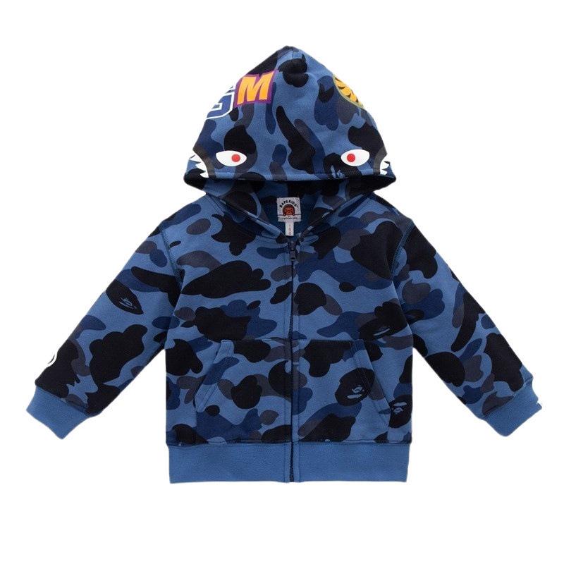 2024 Shark Head 3D Print Hoodie for Men & Kids - Camouflage Zip-Up Sweatshirt