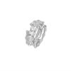 Bambou Rangée Diamant Deux Anneaux à Porter pour Femmes Multi-couches Sens du Design de Niche Ouverture Séparable Réglable Sens Avancé
