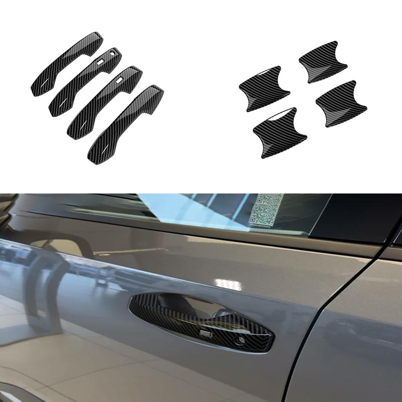 For Nissan Kicks 2024 2025 2026 ABS CarbonFiber Silver Car Door Handle Bowl Pull Cover Door Bowl Sticker Exterior Accessories