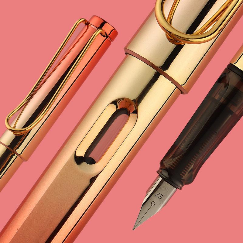 Colorful Fountain Pen for Students: Posture Correction, Calligraphy Practice & Dual-Use with Ink Cartridge.