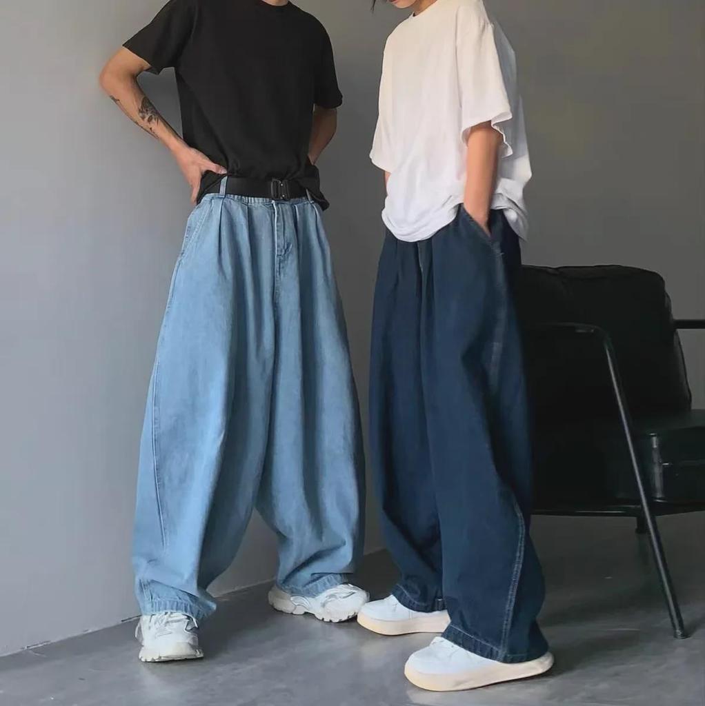 Unisex Oversized Japanese Street Style Wide-Leg Denim Pants