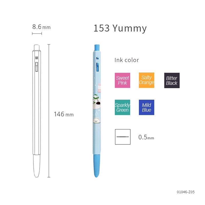 Korean Monami 153 Press-Type 0.5mm Ballpoint Pen for Students, Drawing, Doodling, Simple Drawings, Colored. 0.5mm Bullet Tip