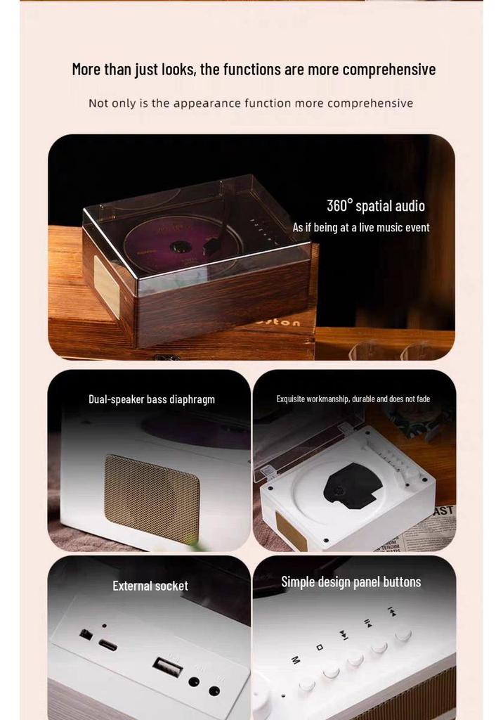 Bluetooth CD Player & Home Speaker - Multi-Function Music & Album Player
