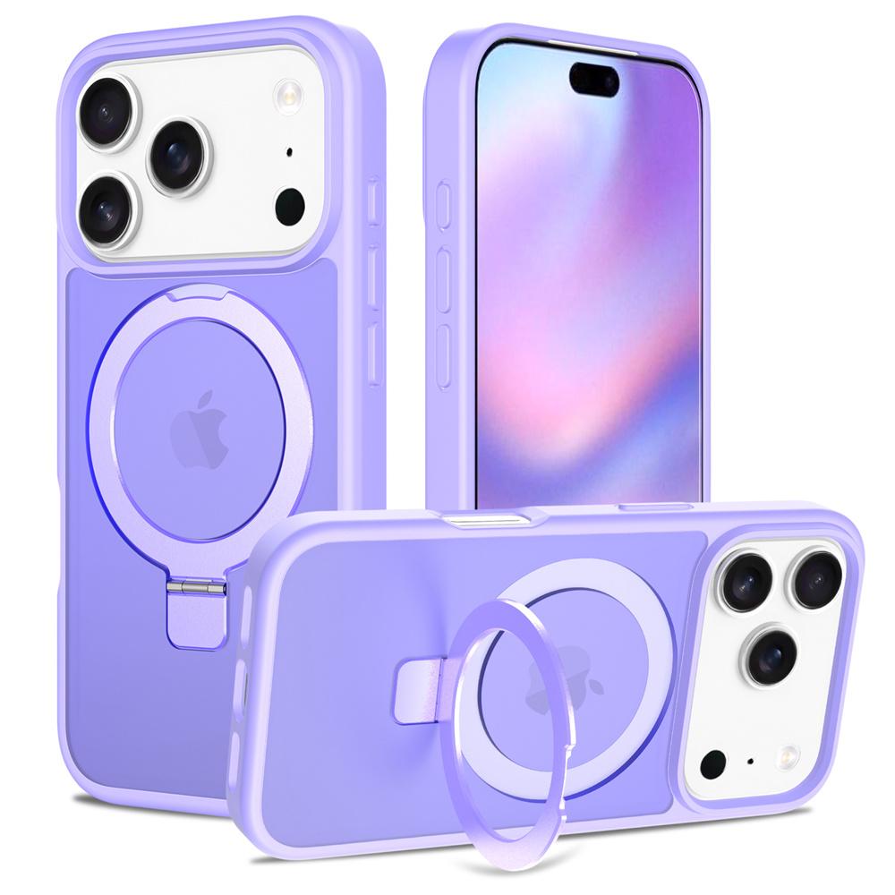 Luxury Magsafe Fold Stand Magnetic Phone Case For iPhone 17 Air 16 15 Pro Max 16E 14 Plus 13 12 Frosted Translucent Shockproof protect Cover