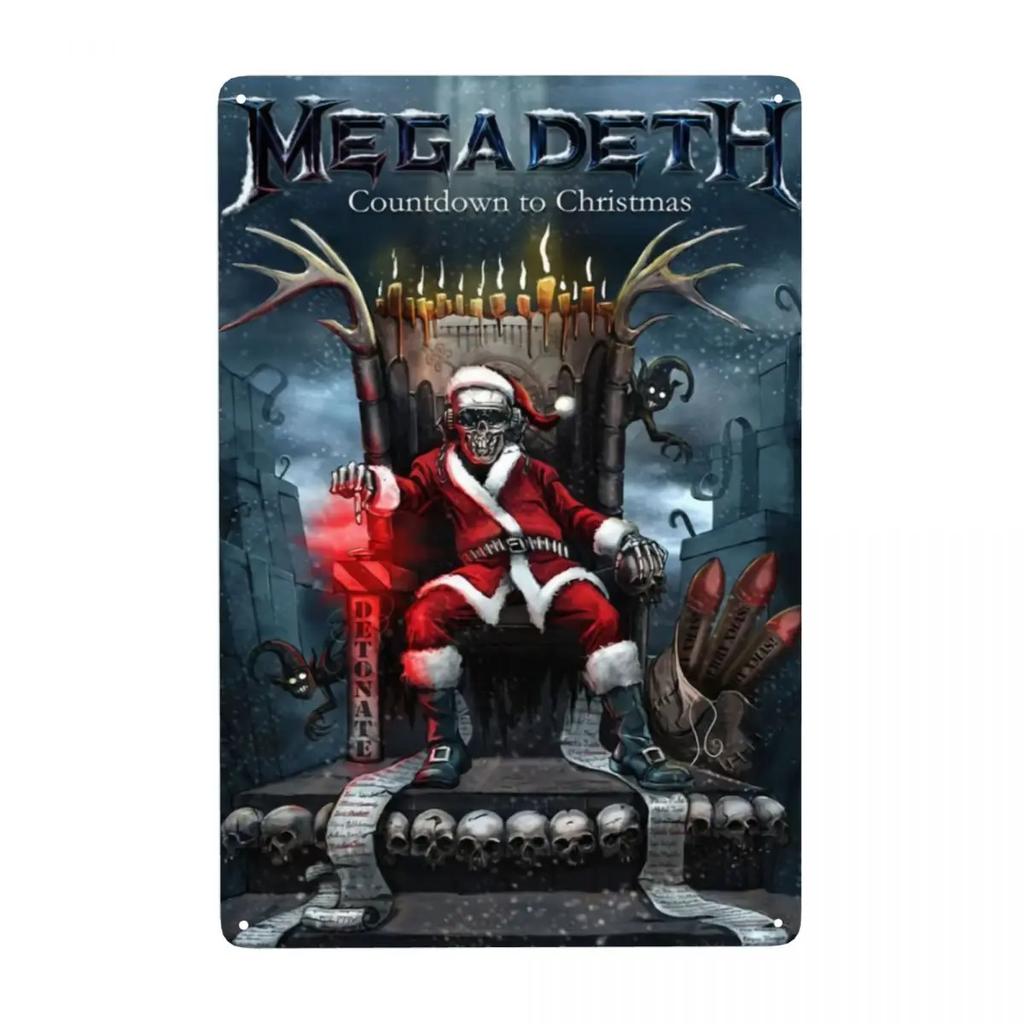 Megadeths Skull Metal Tin Sign Custom Retro Heavy Metal Band Plaque for Pub Cafe Yard Man Cave Bar Home Decor