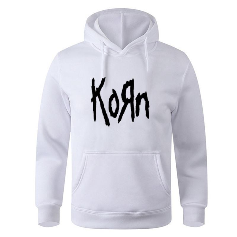 

Korn Rock Band Letter Hoodie Чоловіки Жінки Хіп-хоп Harajuku Толстовки Бавовна High Street Світшоти Осінь Зима Унісекс Світшоти L білий