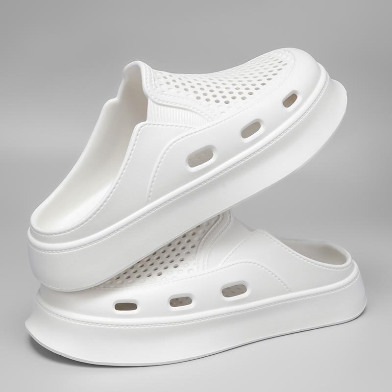 Summer Men's Slippers Outdoor Breathable Beach Sandals Platform Half Slippers Lightweight Soft Men Flip-flops Women Garden Shoes