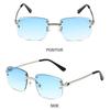 Rimless Cut Edge Rectangular Sunglasses UV Protection Gradient Lens Shades  for Women & Men