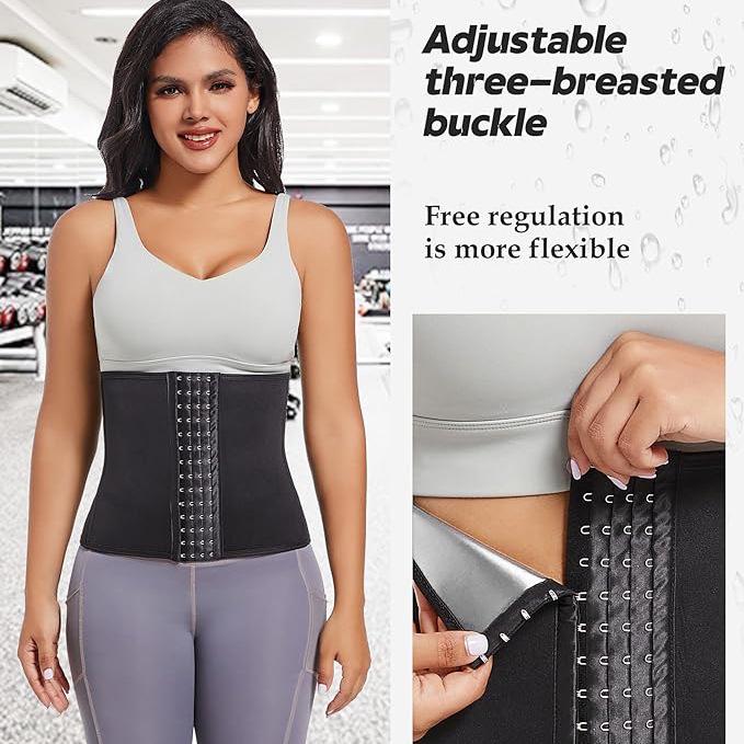 Women's Four-Row Hook-and-Eye Silver Latex Waist Trainer Body Shaper for Tummy Control