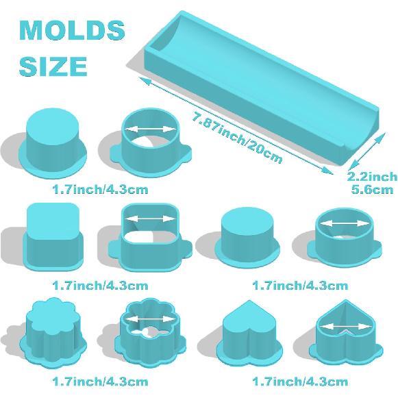 5 PCS Cake Pop Mold Set with 7.87-inch Tray, Heart Square Cloud Oval Round 3D Printed Cake Pop Cutter and Pusher, Baking Molds for Home Baking,