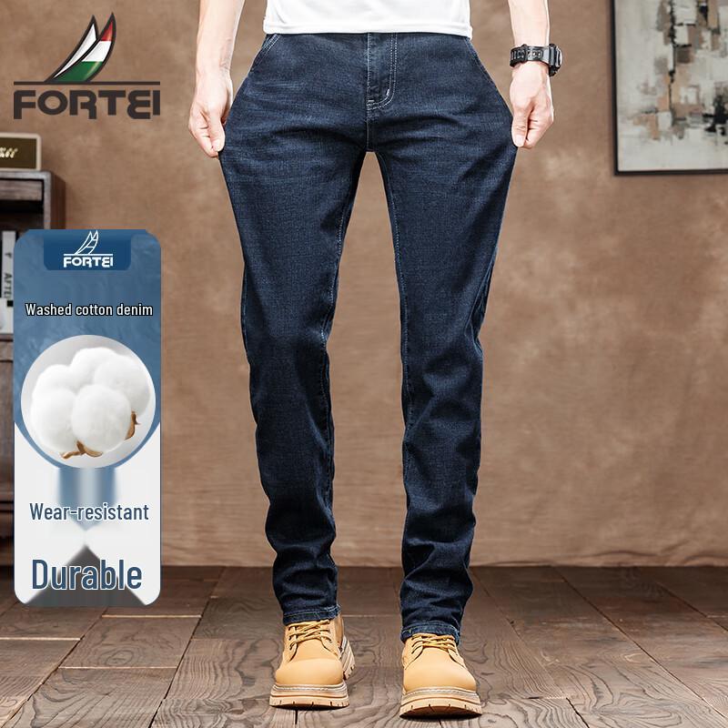 

Futing Men s Washed Cotton Straight-Fit Jeans 33