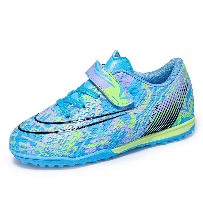 Buckle magic buckle free lace-up children's football shoes rubber broken nails training sole sneakers tf youth children students