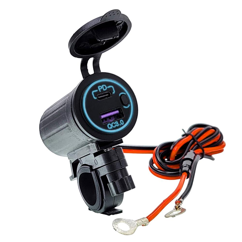 

QC3.0 и светодиодный дисплей PD для быстрой зарядки мотоциклетное зарядное устройство для телефона двухпортовое быстрое зарядное устройство USB аксессуары для мотоциклов