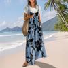Casual Wide Leg Jumpsuits For Women Boho Floral Pleated Overalls Rompers Summer Outfits With Pockets