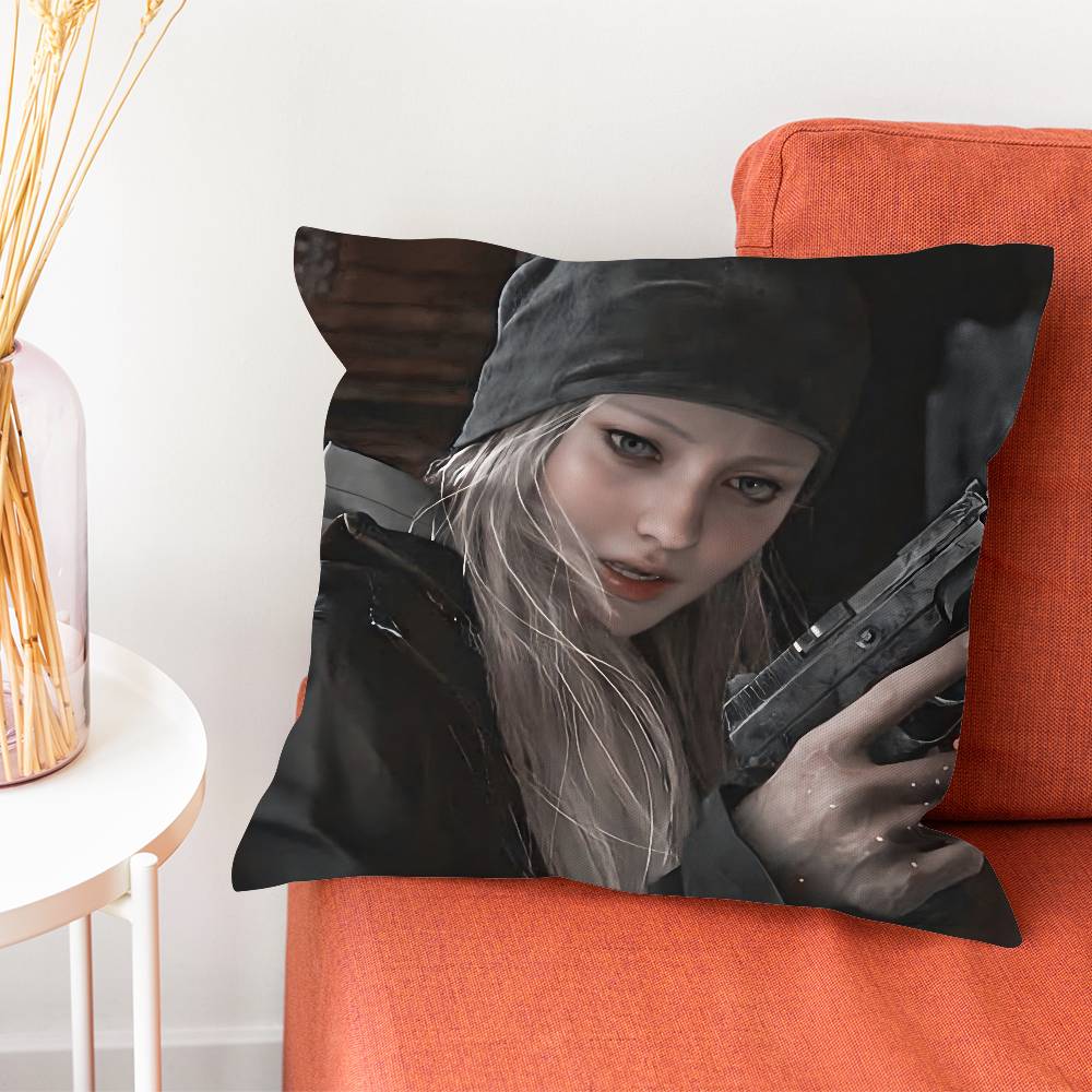 Rosemary Winters R-Resident Evil Village 8 Pillow Case Plush With Invisible Zipper Dustproof Sofa Cushion Cover For Home Decor