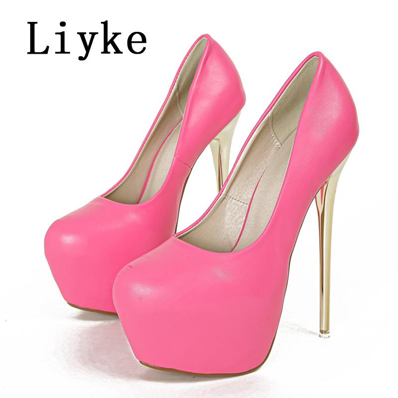 

Fashion Liyke Runway Style Fashion Metal Thin High Heels Stripper Pole Dance Shoes Sexy Slingback Shallow Round Toe Platform Pumps Women 34 розовый