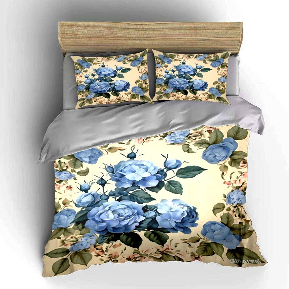 Elegant Floral Three-Piece Set Decor kid's and adults' bedroom decor, Exquisite three-piece bedding set gift
