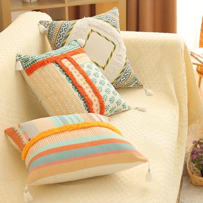Cotton and Linen Pillow B&B Living Room Sofa Nap Cushion Bay Window Bedside Car Decorative Waist Pillow Case