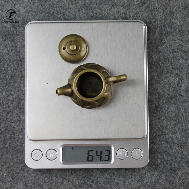 Antique Bronze Tea Pet Decoration Mini Small Teapot Cast Brass Pots Small Kung Fu Tea Home Decoration Ornaments Vintage Tea Pet