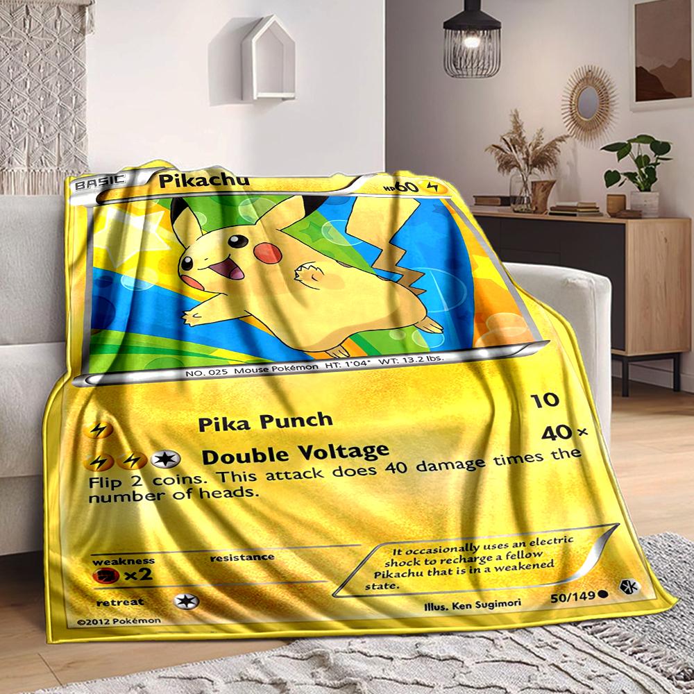 1Pc Pikachu Power Card Blanket Soft And Comfortable Casual Warm Camping Travel Christmas Halloween Xmas Gift M928538
