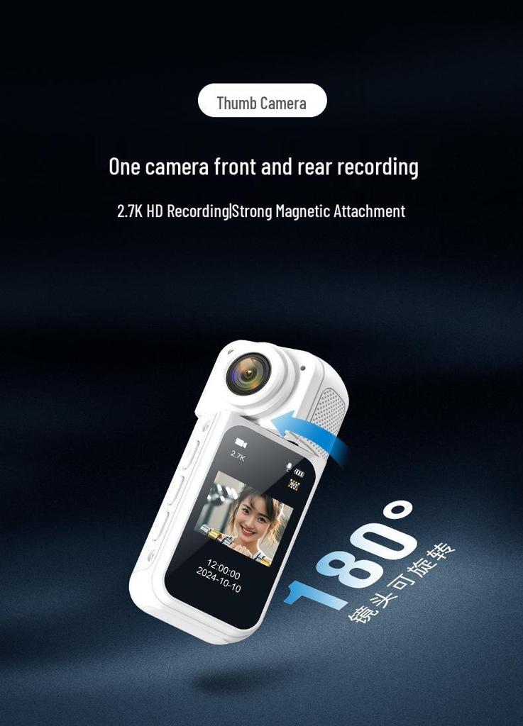 Thumb Action Camera: Anti-shake HD Camcorder for Outdoor Travel, Cycling & Driving with Wide-angle Lens