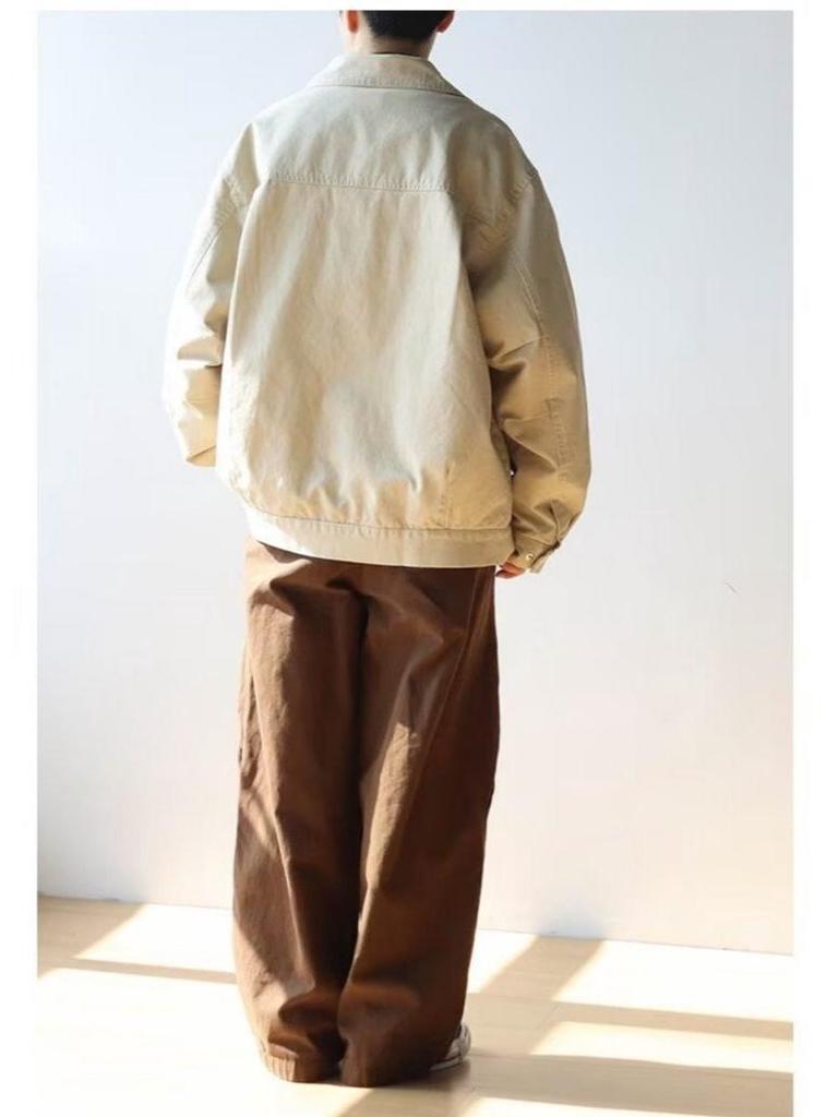 2025 Men's Trendy Casual Workwear Lapel Jacket - Long Sleeve Spring/Autumn Outerwear