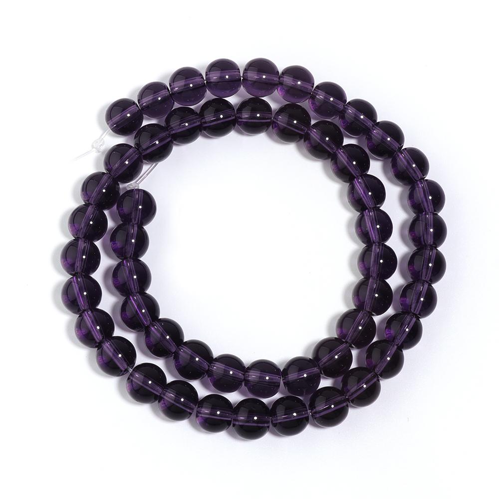 1 Strand 4/6/8/10/12mm Purple Glass Beads Round Smooth Loose Spacer Beads For Jewelry Making DIY Bracelets Necklace Accessories