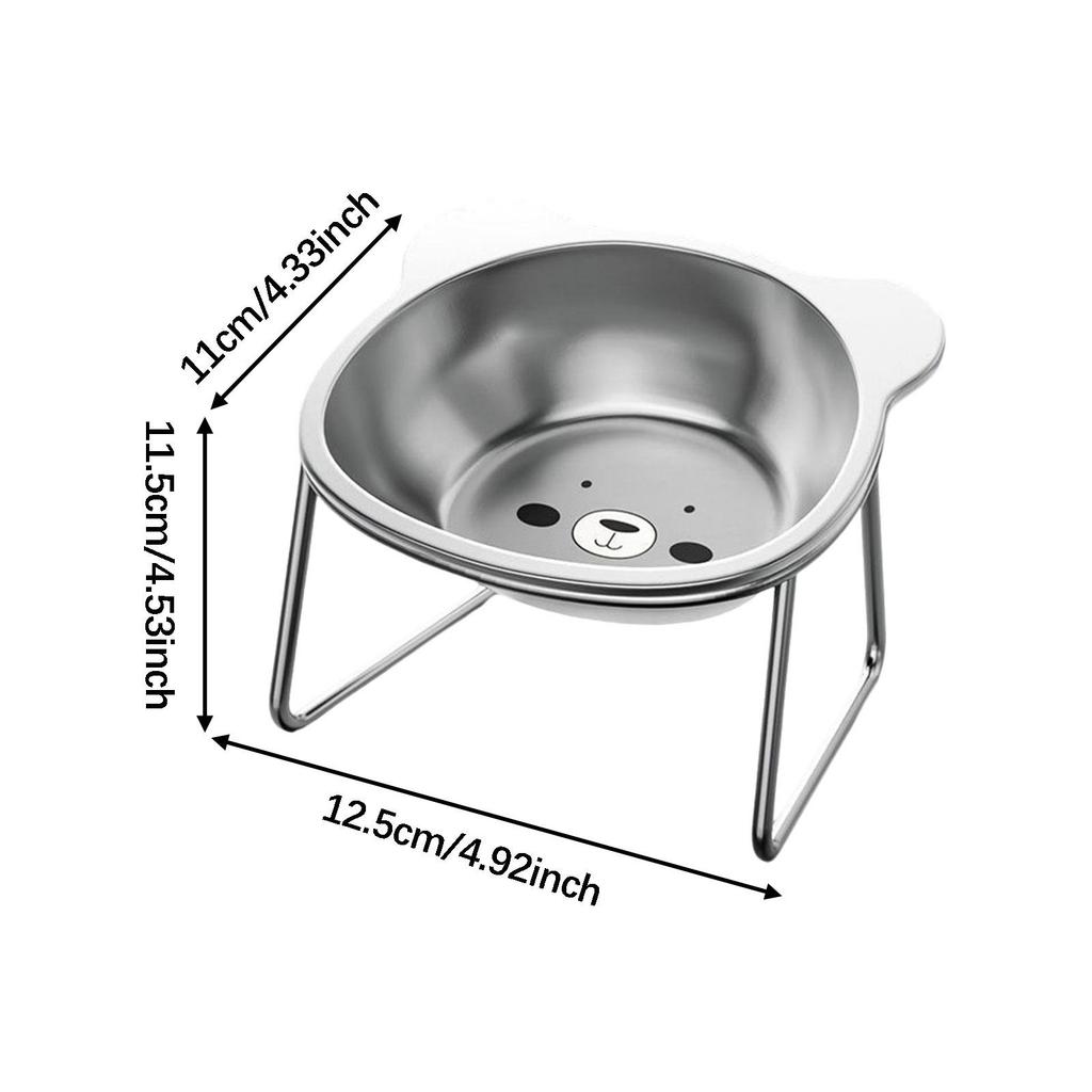Raised Cat Bowl Stainless Steel Anti Slip Stable Tilted with Stand Dog Water Food Bowl for Indoor Cats Small Dogs Kitten Puppy