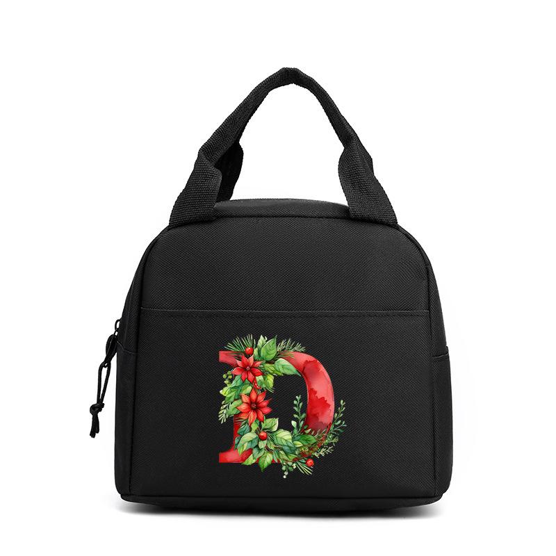 Trend niche print flower 26 letter pattern storage bag tote bag student lunch box bag portable