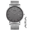Herren-Quarz-Armbanduhr Wasserdicht Datum Edelstahl Einfach Stilvoll Business Silber