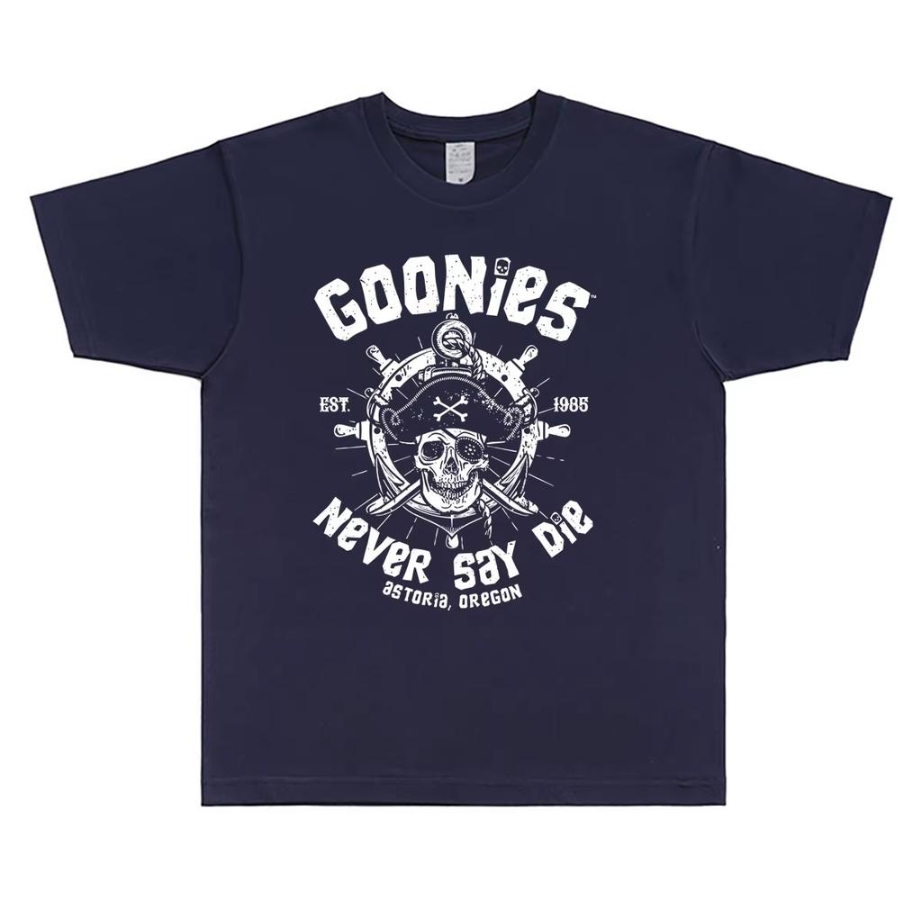 Magliette Grafiche con Scheletro del Film Classico I Goonies Never Say Die per Uomo Donna Abbigliamento Gotico Rock Magliette Cotone Oversize Gotico