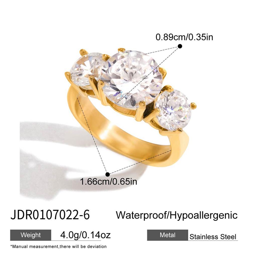 Niche high-end 18K gold, white zircon ring jewelry.