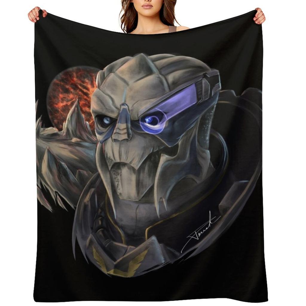 Garrus Vakarian Mass Effect Throw Blanket Heavy Retros Plaid Flannels Blankets