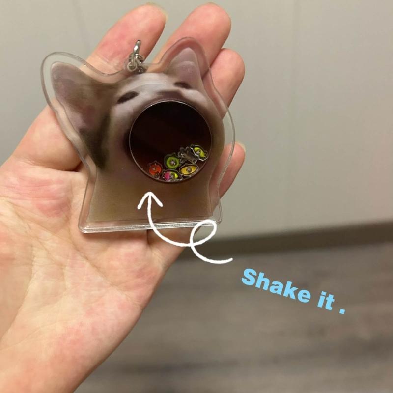 Fashion Greedy Cat Shaker Keyring Bag Charm Acrylic Pendant Keychains Car Keys Holder Handbag Decorations for Boys Girls