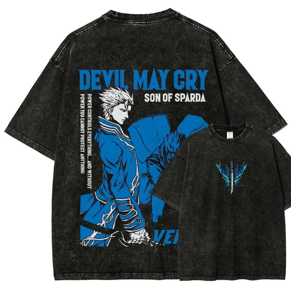 

Devil May Cry Washed T-shirt 2026 NewModel personality Clothes shirt Year round clothing Streetwear Trendy high quality Couples S разноцветный