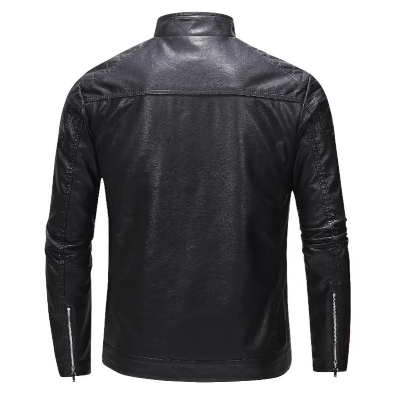Motorcycle Jacket Men's Slim Short Coat Collar Pu Jacket Windproof Leather Coat Blazer Men's Blazer
